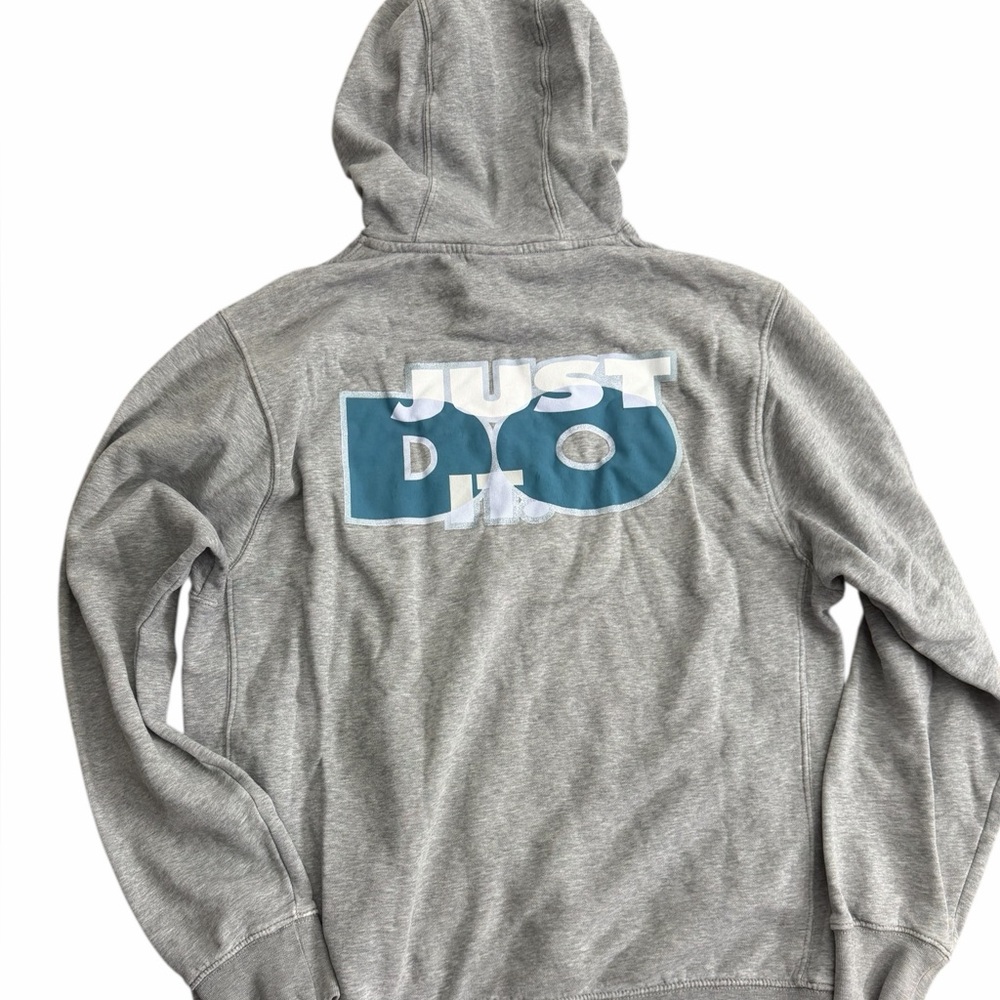 Nike Just Do It Hoodie Gray Pullover‎ Swoosh Logo Sweatshirt Size Medium